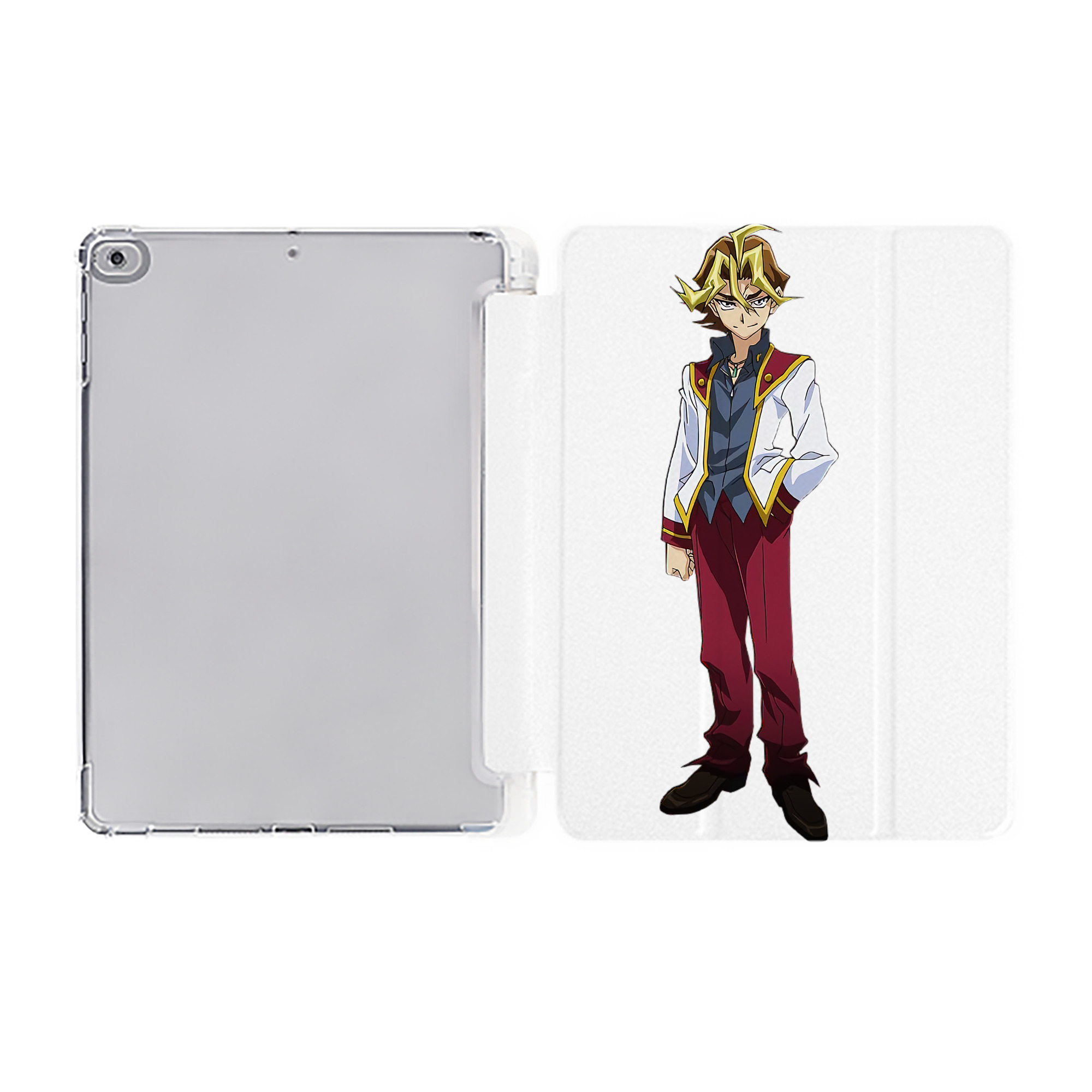 （画像用） 遊☆戯☆王 Yu-Gi-Oh! IPad ケース ペン収納付き 三つ折りスタンド PUレザー×シリコン 対応機種9.5/10.5/10.9インチ